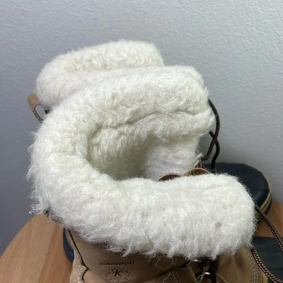 Vintage Sorel Caribou Wool Lined Rain Boots Lace Up Hiking Snow Work Boot Size 8 - Picture 14 of 16